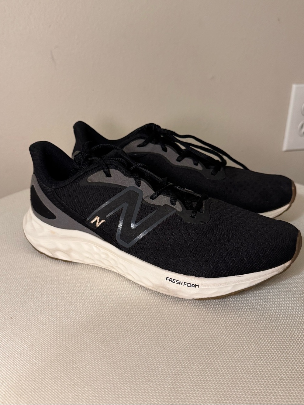 New Balance Men's Black and White Fresh Foam Running Sneakers
